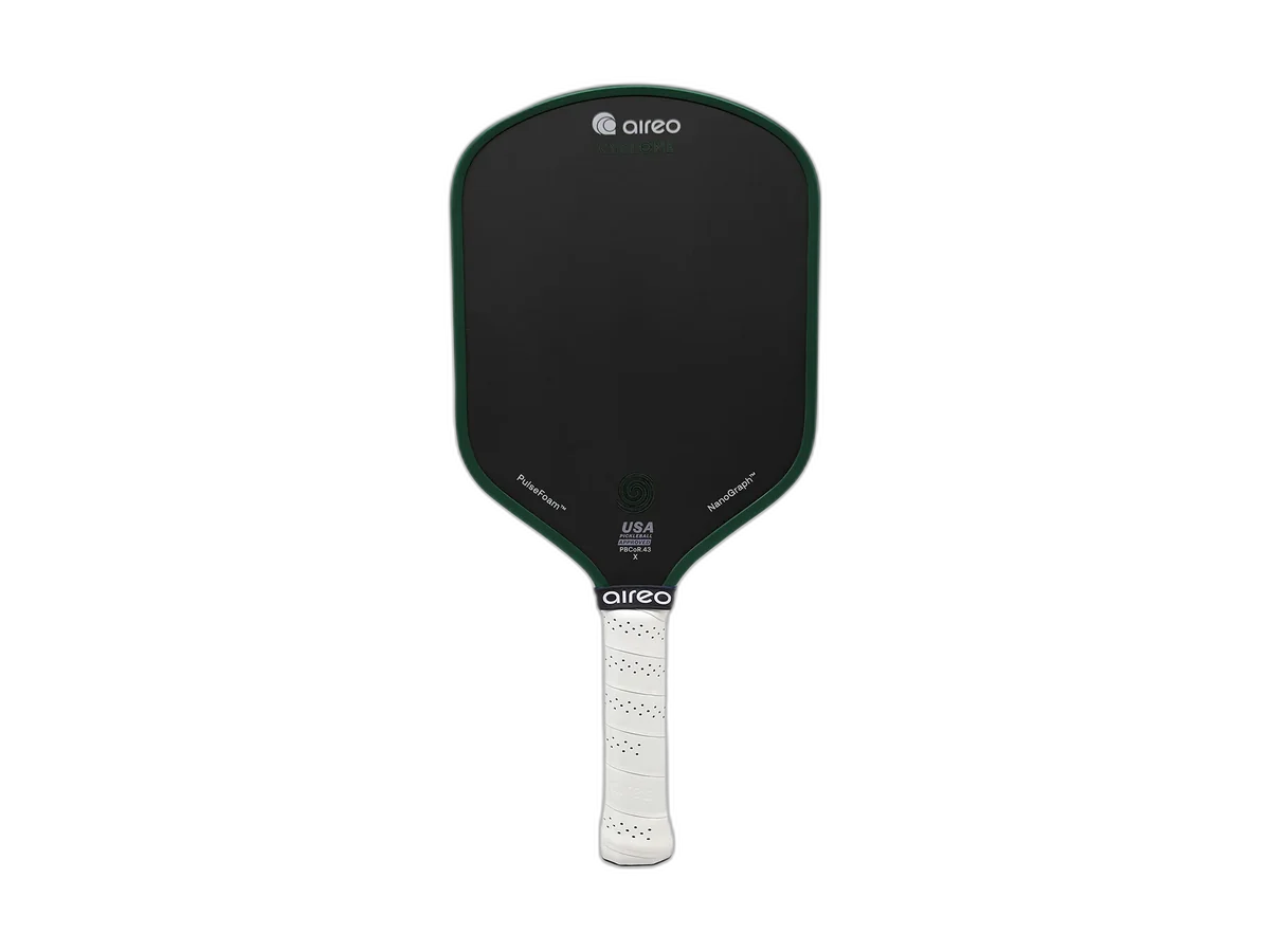 Black AIREO Cyclone X Hybrid paddle with a green edge