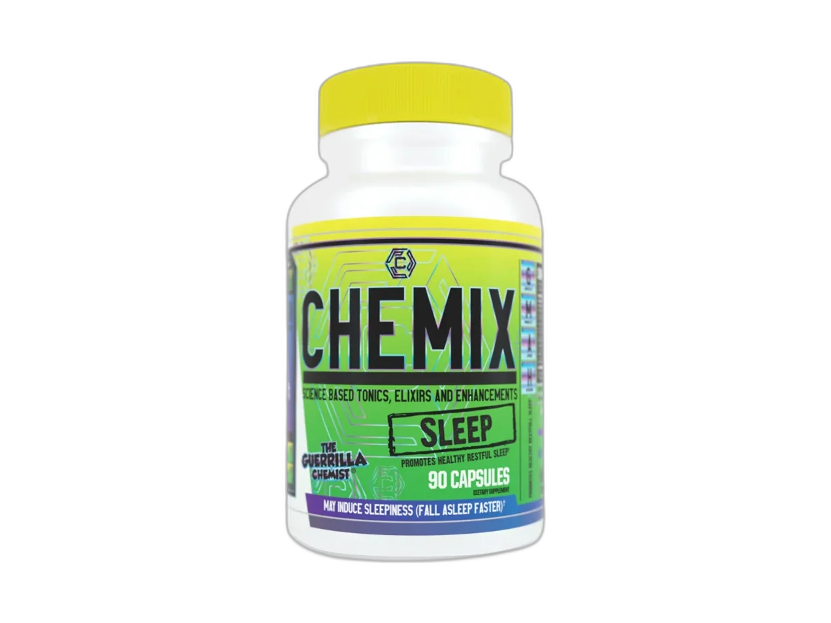 Chemix Sleep supplement bottle on a transparent background