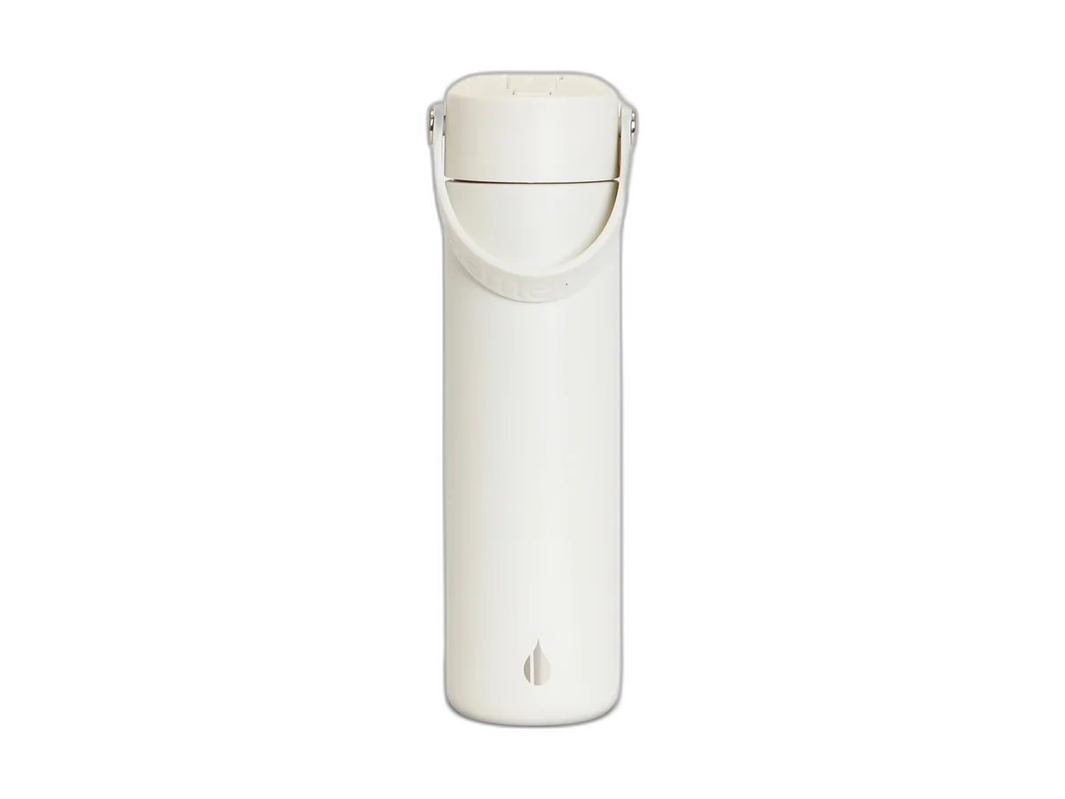 White Elemental Core Bottle with its carry strap isolated on a transparent background
