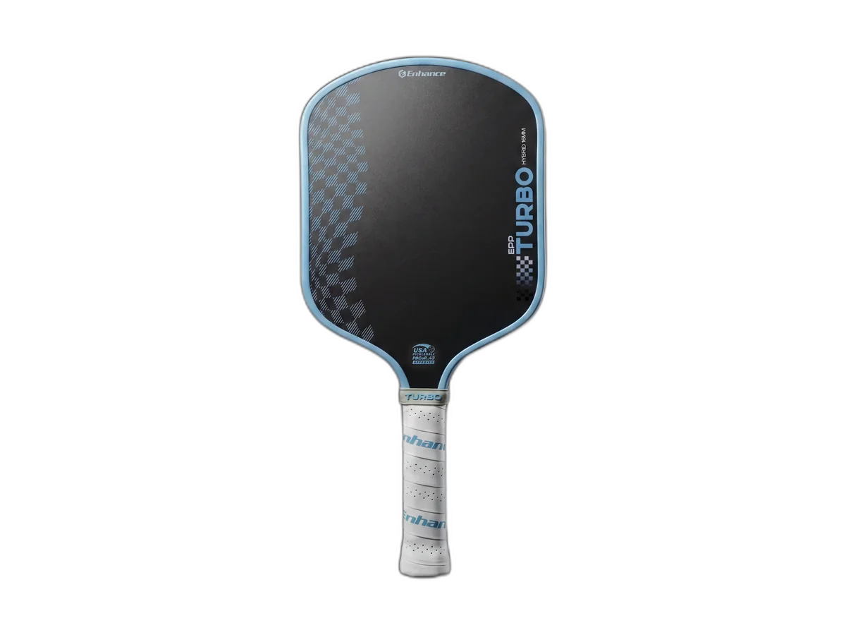 Black and blue Enhance EPP Turbo Hybrid LH pickleball paddle