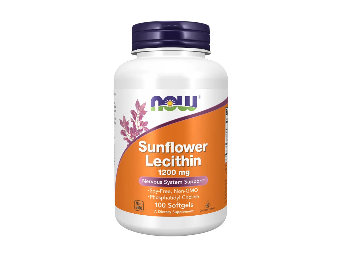 NOW Foods Sunflower Lecithin bottle on a transparent background