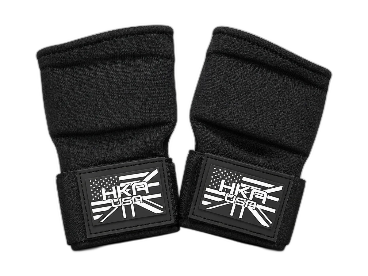 Pair of black HKA Deluxe Quick Gel Wraps with white HKA USA logos.
