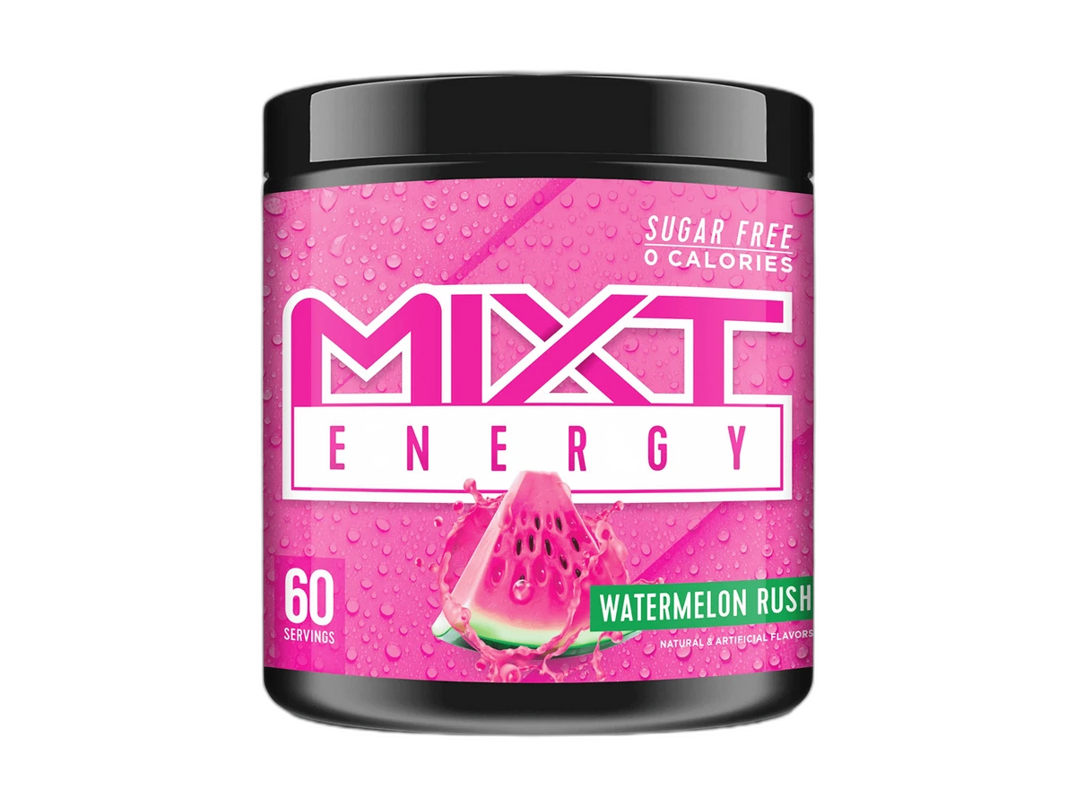 MIXT Energy Watermelon Rush - Canadian energy powder tub on a transparent background