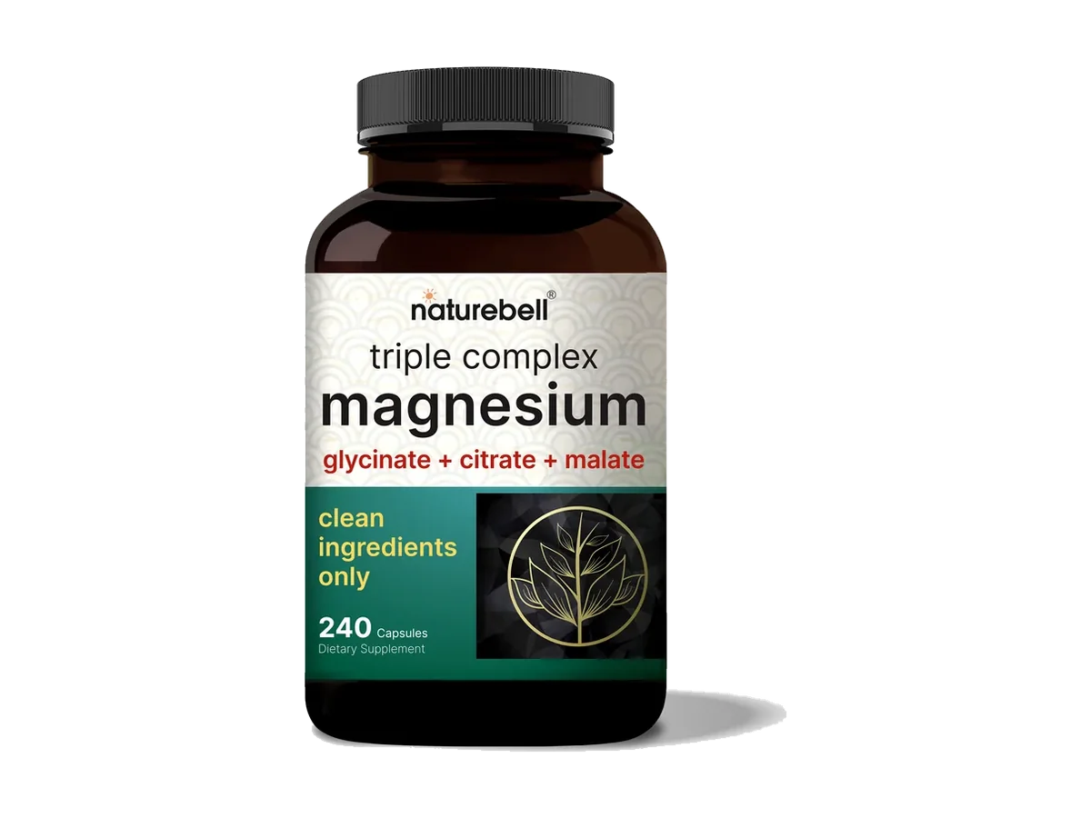 NatureBell Triple Complex Magnesium bottle with glycinate, citrate, and malate listed on the label