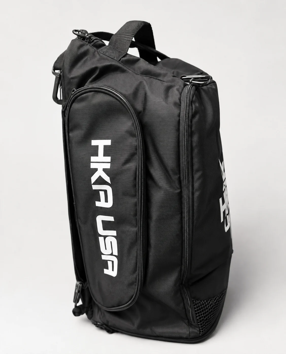 Black HKA USA Elevation Duffle/Backpack shown in backpack configuration.