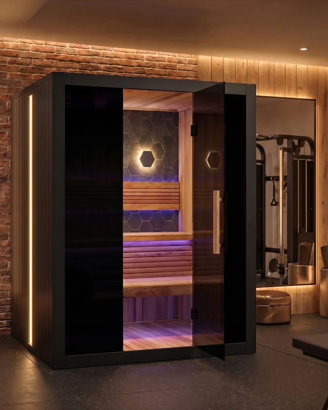 Sun Home Nova 3-Person indoor traditional cedar sauna
