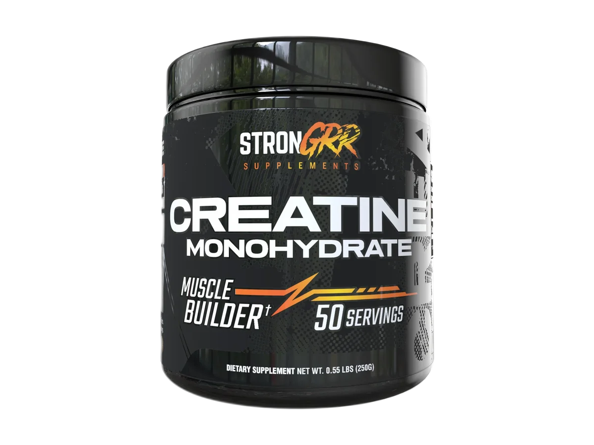 StronGRR Supplements Creatine Monohydrate tub on a transparent background