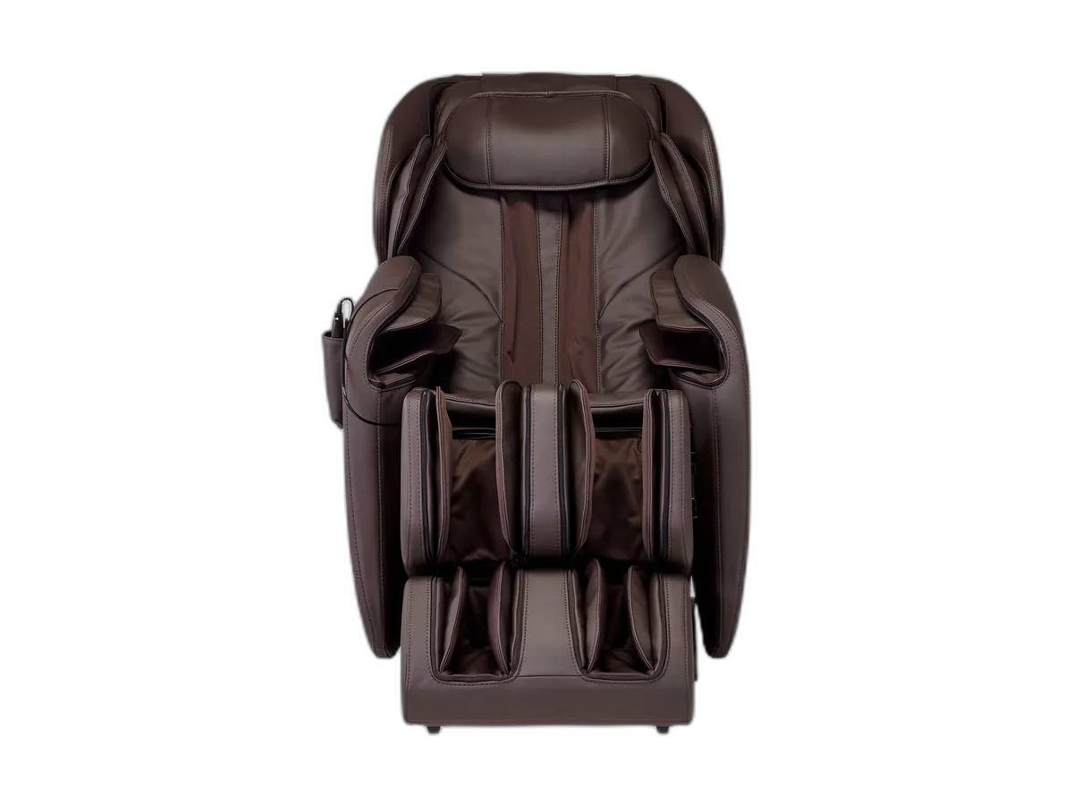 Brown Synca Wellness Hisho heated zero-gravity massage chair isolated on a transparent background