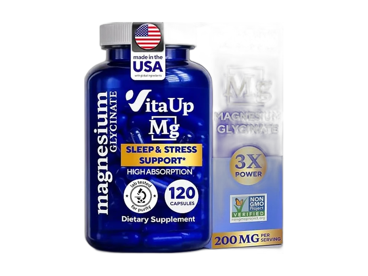 VitaUp Magnesium Glycinate 200mg bottle, 120 vegan capsules