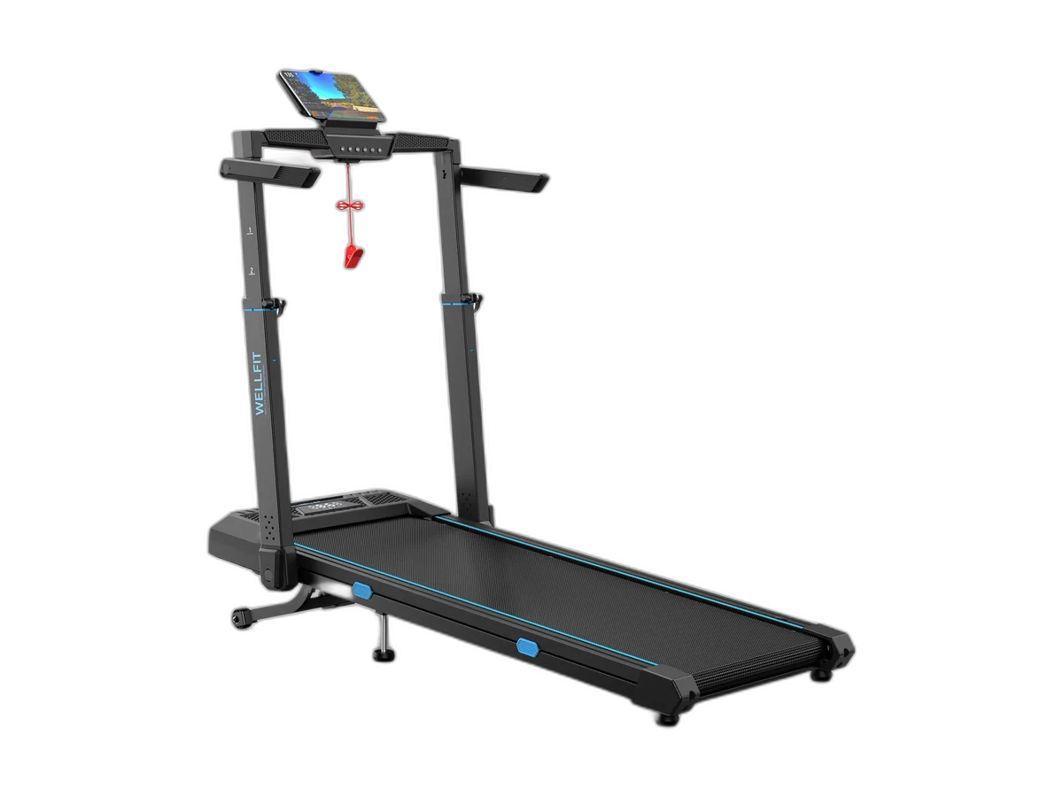WellFit TM032 foldable treadmill shown alone on a transparent background